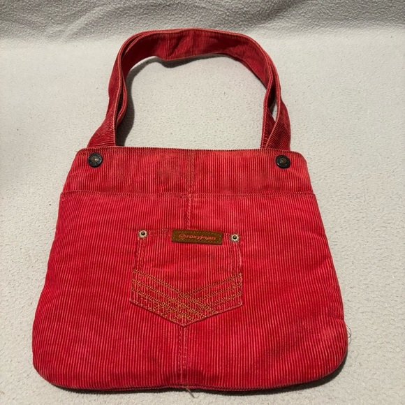 Roxy Handbags - Roxy Tote Bag Y2k Red Corduroy Front and Back Pockets Double Handle Straps Vtg.